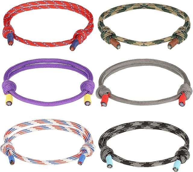 QINREN Nautical Braided Bracelet, 6pcs Handmade Braided Bracelet Set Navy Anchor Nylon Rope String Bracelet for Men Women Charm Bracelet Friendship Bracelet Woven Wristbands Bracelet Adjustable