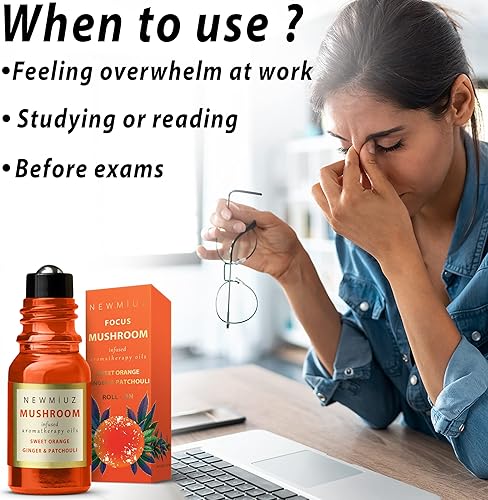 Miniatura 3 de Mezcla de aceites esenciales roll-on Focus Memory Concentration Orange Ginger Pachuli y limpieza y protege enebro Berry White Sage con Nerolina,