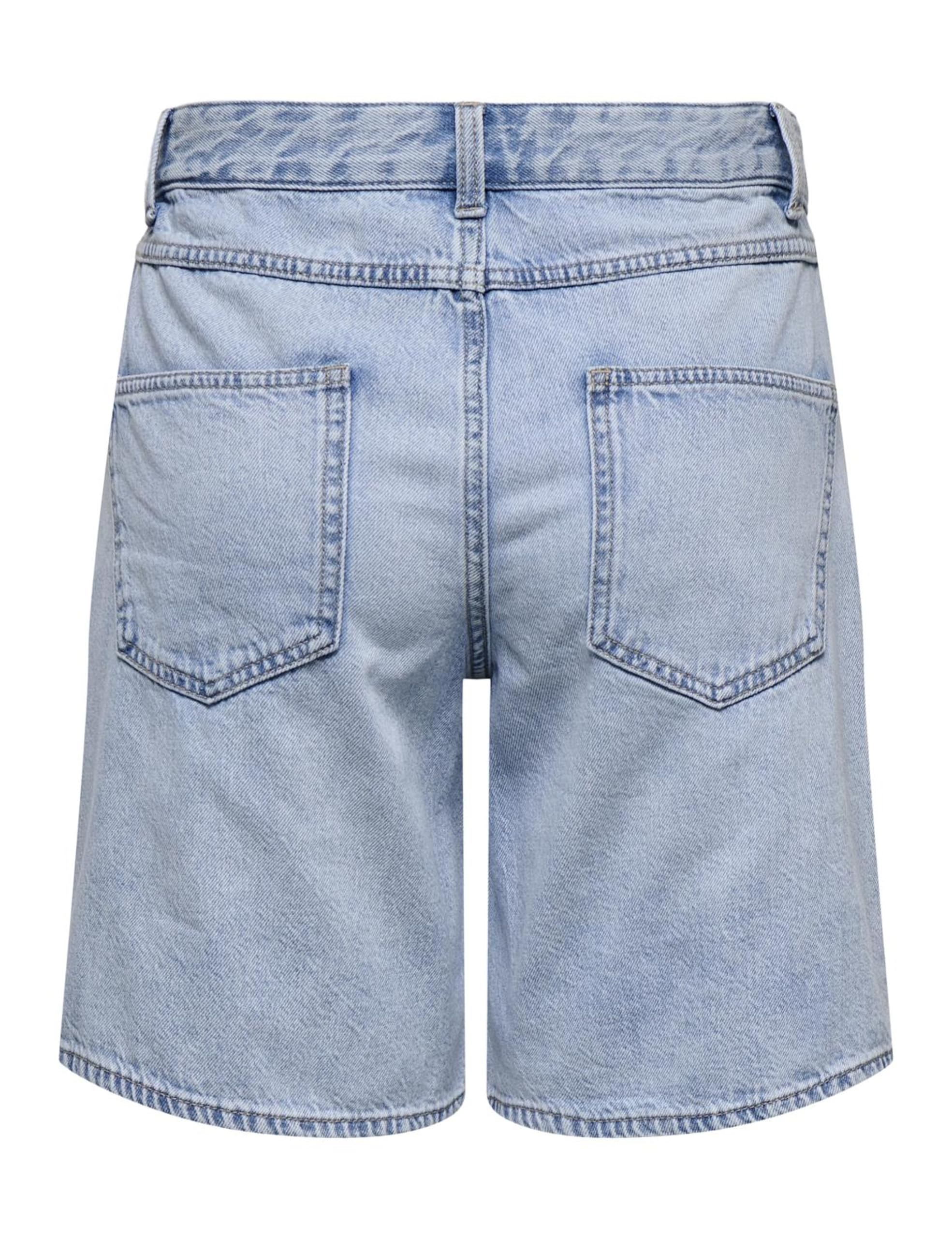 Only Onllumi MW Mom Pantaloncini DNM Pim, Blu Jeans Chiaro, S Donna