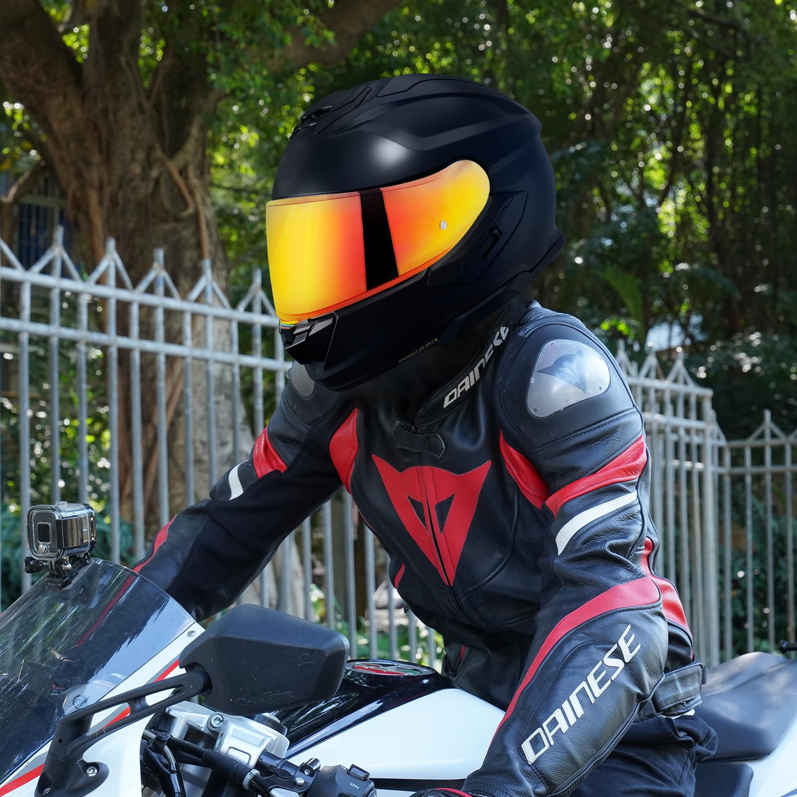 Visera Casco Moto para GT Air 3 CNS-1C,Visera de Lente para Casco Protección contra Viento,Accesorios para Cascos de Moto (Cromo Rojo)