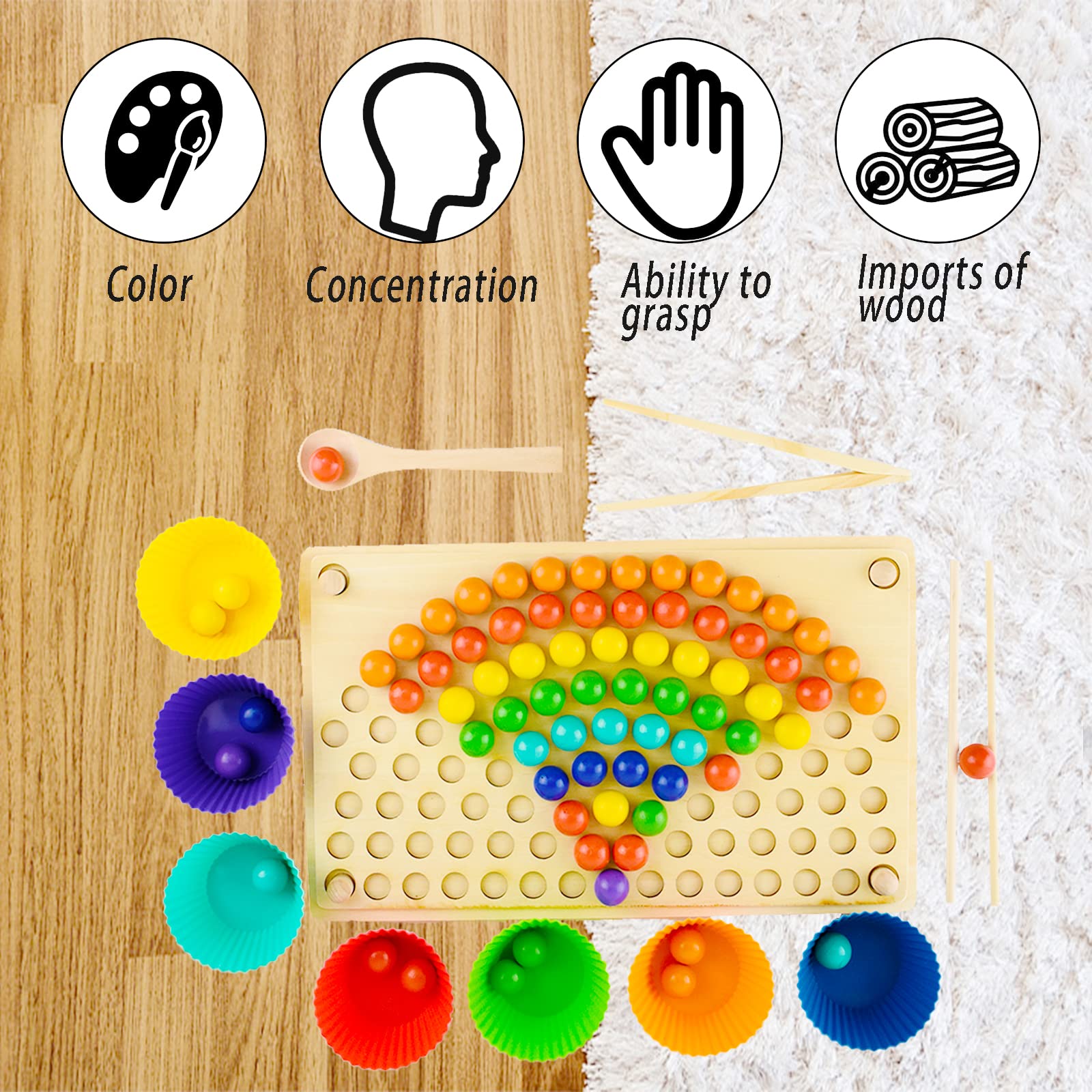 Jouet Jeu Educatif Pour Apprendre Motricité Fine, Jouet Planche Montessori Portable Pour Enfants