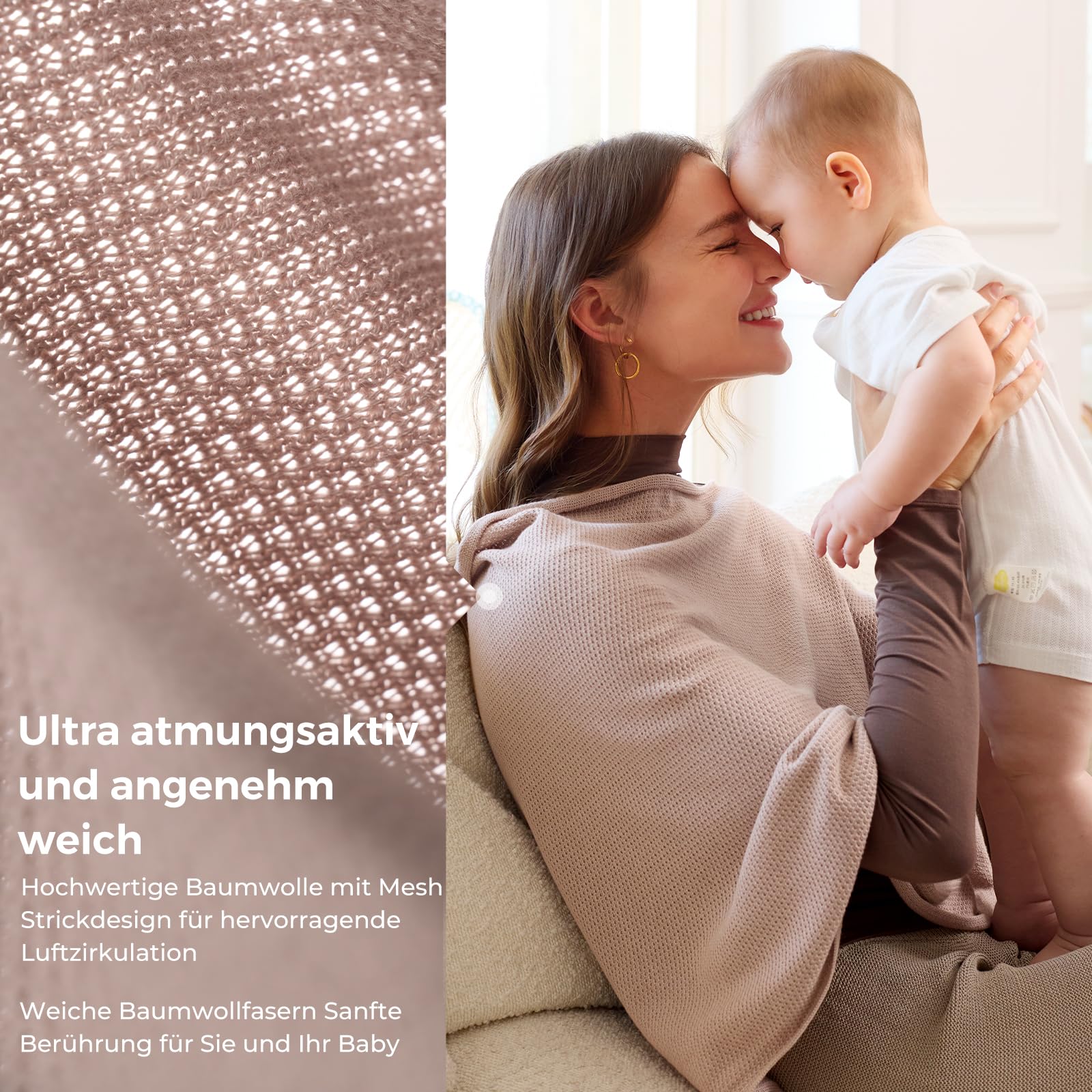 Momcozy Stilltuch zum Stillen, weicher Poncho für mehr Privatsphäre, vielseitig einsetzbarer Stillschal, tragbares Stilltuch für Frauen, inklusive Wäschebeutel (Braun)