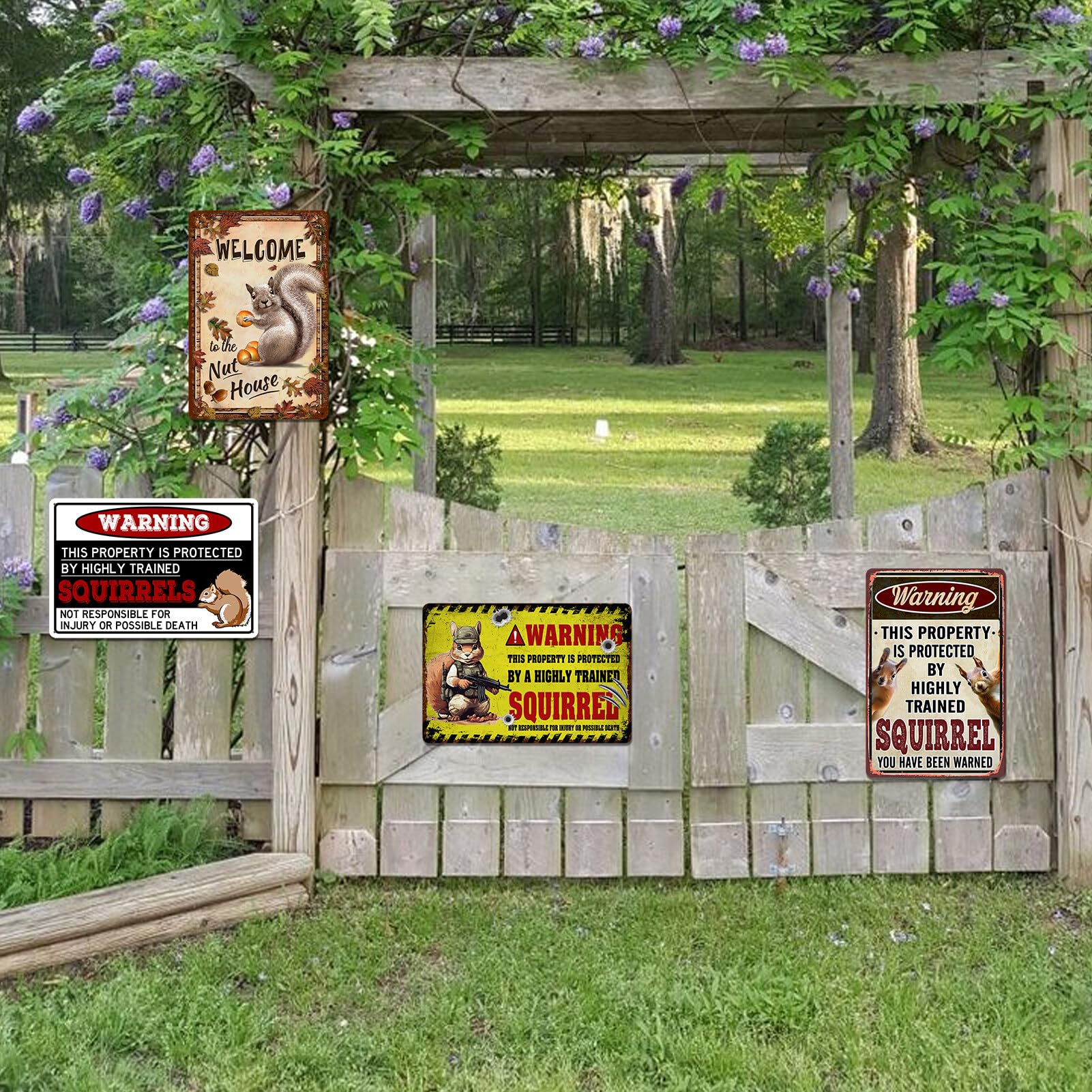 Funny Warning Metal Tin Sign, This Property Is Protected By Highly Trained Cr