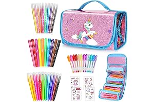 FUN 49 Pcs Fruit Scented Washable Markers Set with Unicorn Pencil Case