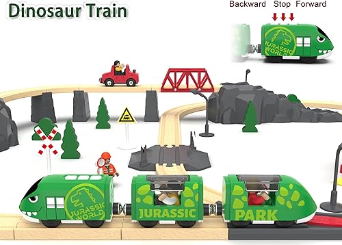 Miniatura 6 de Juego de tren de juguete y estación de lavado de autos para pistas de madera, juguetes de tren compatibles con Thomas, Brio, Chuggington