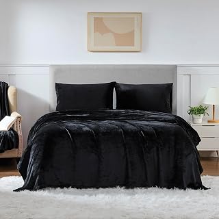 Fleece Sheets Queen Size – Deep Pocket Bedding Toasty Warm Microfleece Bed Sheets for Cold Weather Fall/Winter Comfort – Micro Fleece Fitted Sheet, Flat Sheet & Pillowcases - Amazon product rated Grade A