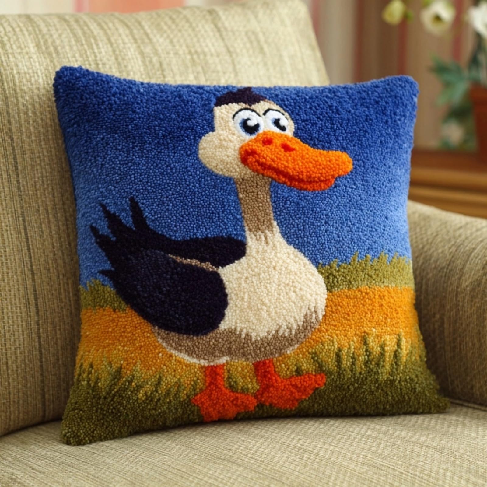 AxiangziK Beginners DIY Crochet Pillow Kit,Goose
