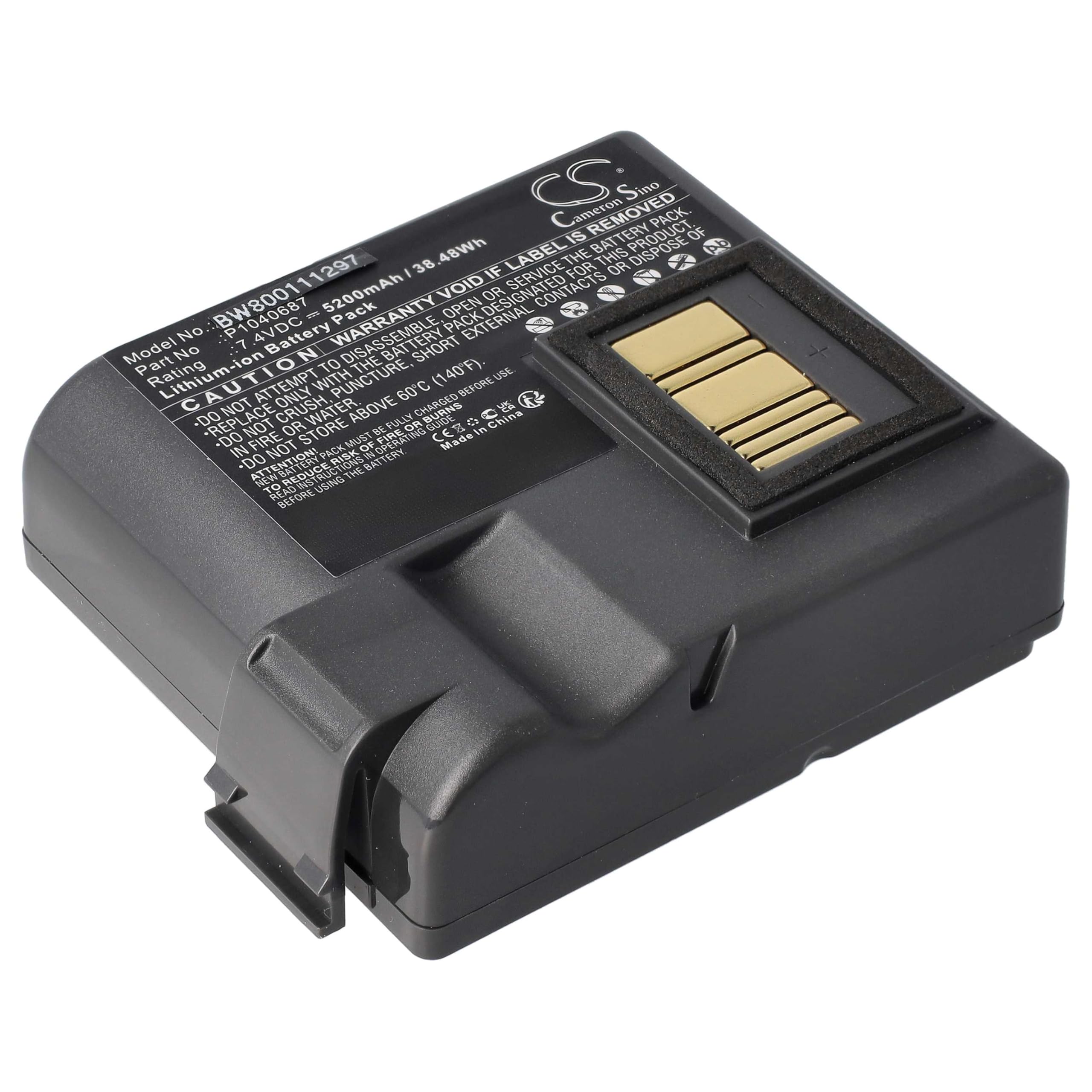 vhbw 5 x akumulator zamienny do Zebra P1050667-016 do drukarek, kopiarek, skanerów, etykiet (5200 mAh, 7,4 V, litowo-jonowy)
