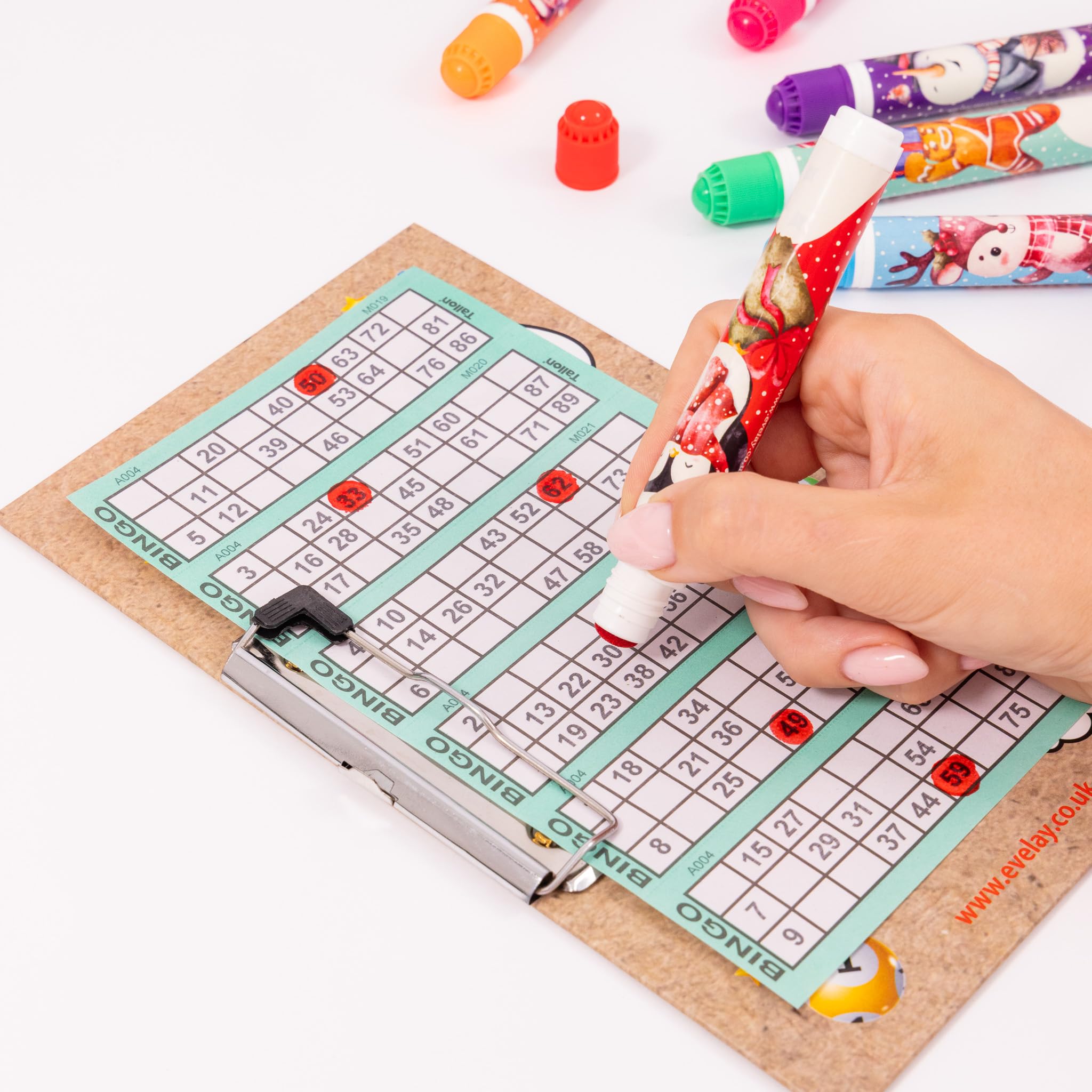 evelay Lot de 12 à 48 marqueurs de Noël en feutre pour tickets de bingo
