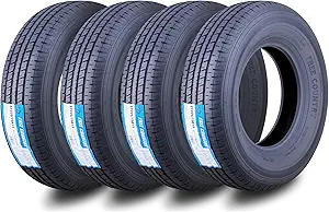 Free Country Grand Ride Set 4 Trailer Tires ST225/75R15 10 Ply Load Range E Steel Belted Radial w/Featured Scuff Guard