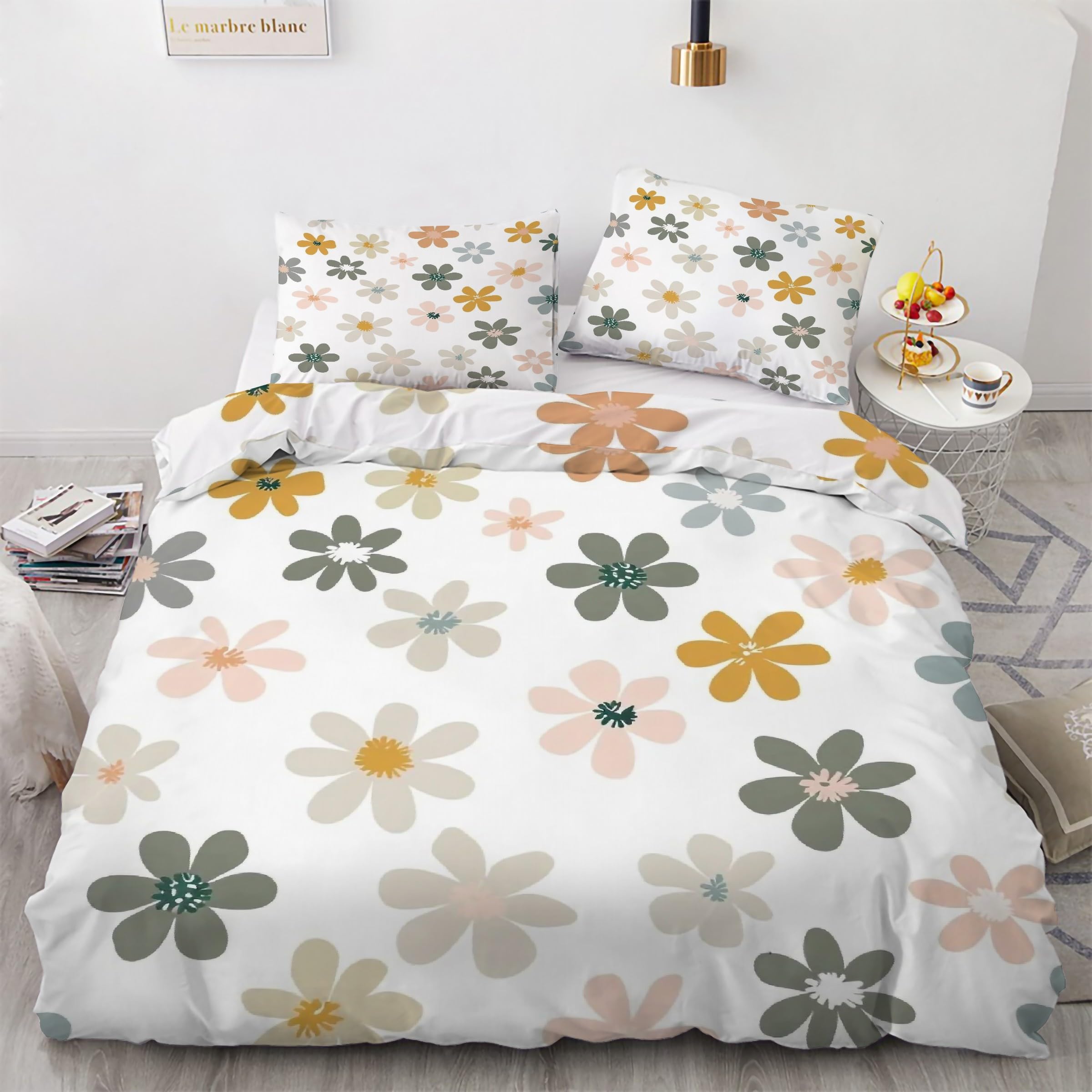 Housse couette 160x200 fleur ensemble de literie microfibres lit floral