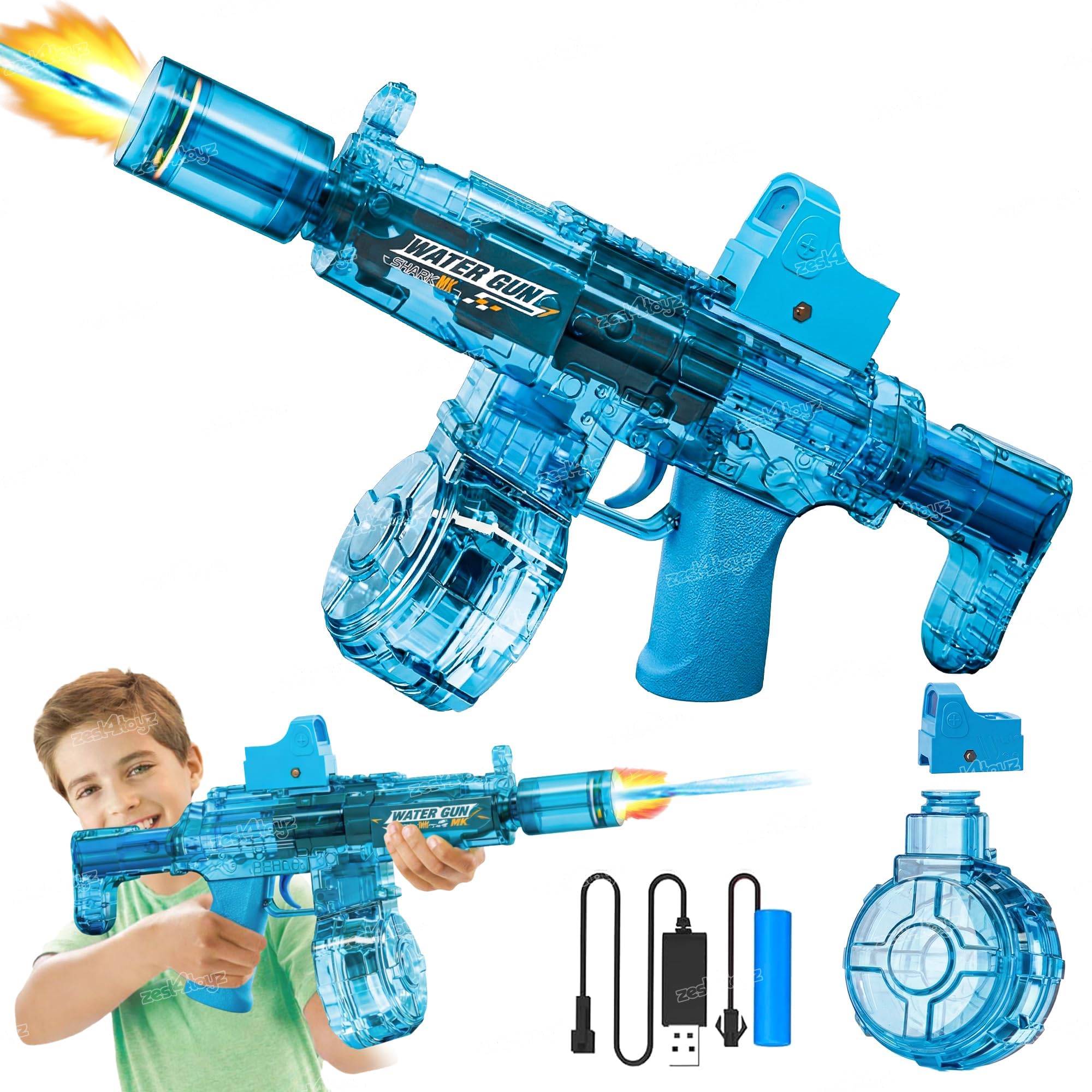 Zest 4 Toyz Water Gun for Kids | Rechargeable Water Gun Electric High-Pressure Automatic | Long-Range Shooting Holi Pichkari Summer Celebrations for Boys & Girls - Multi-image-33