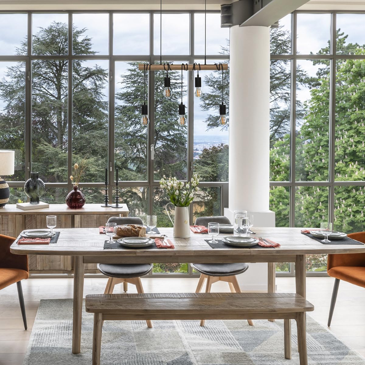 Atmosphera Table à Manger Extensible Bois d'acacia Banila Naturel