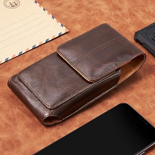 Miniatura 6 de Funda para cinturón para iPhone Xs Max 11 Pro Max, funda vertical de cuero de alta calidad para el iPhone 7 Plus 8 Plus 6S Plus, Marrón