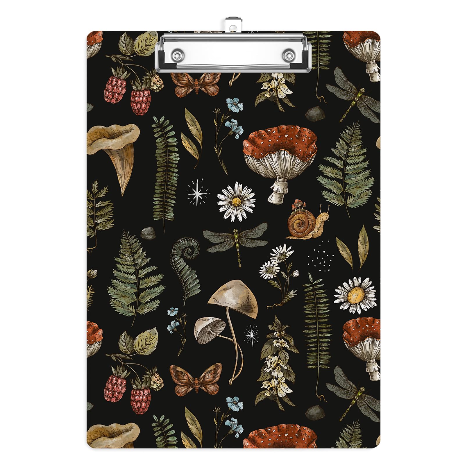 Vintage Mushroom Clipboard, Decorative Clip Board with Metal Clip Cute Plastic Clipboards A4 Standard Size 8.5" x 12.5" for Nurses, Students, Office