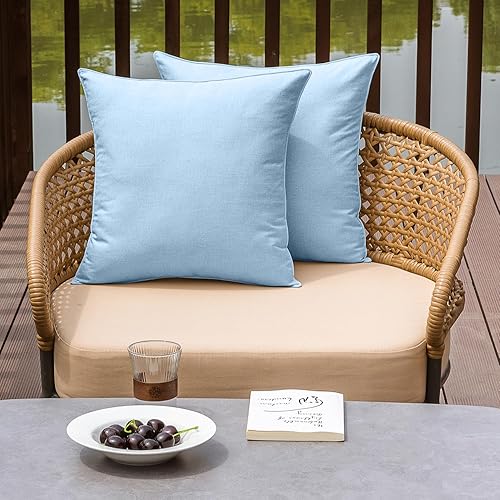 Miniatura 8 de NiNi ALL - Juego de 2 fundas de almohada impermeables para exteriores, decorativas, para casa de campo, jardín, patio, tienda de campaña, sofá, de