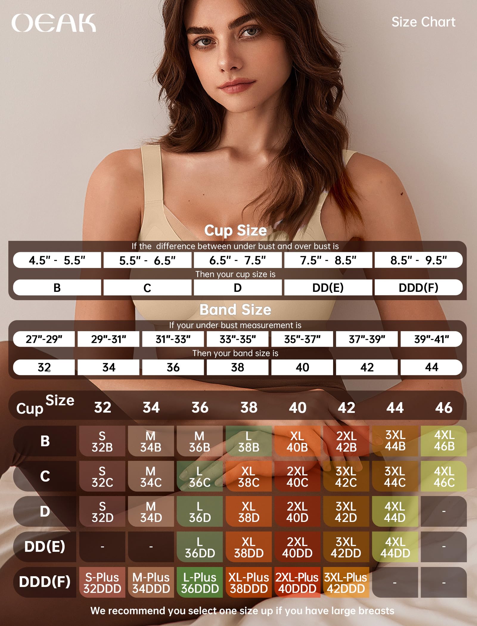 OEAK Soutien-gorge sans armatures en maille V confortable pour femme - Soutien-gorge sans armatures - Push Up - Pour tous les jours