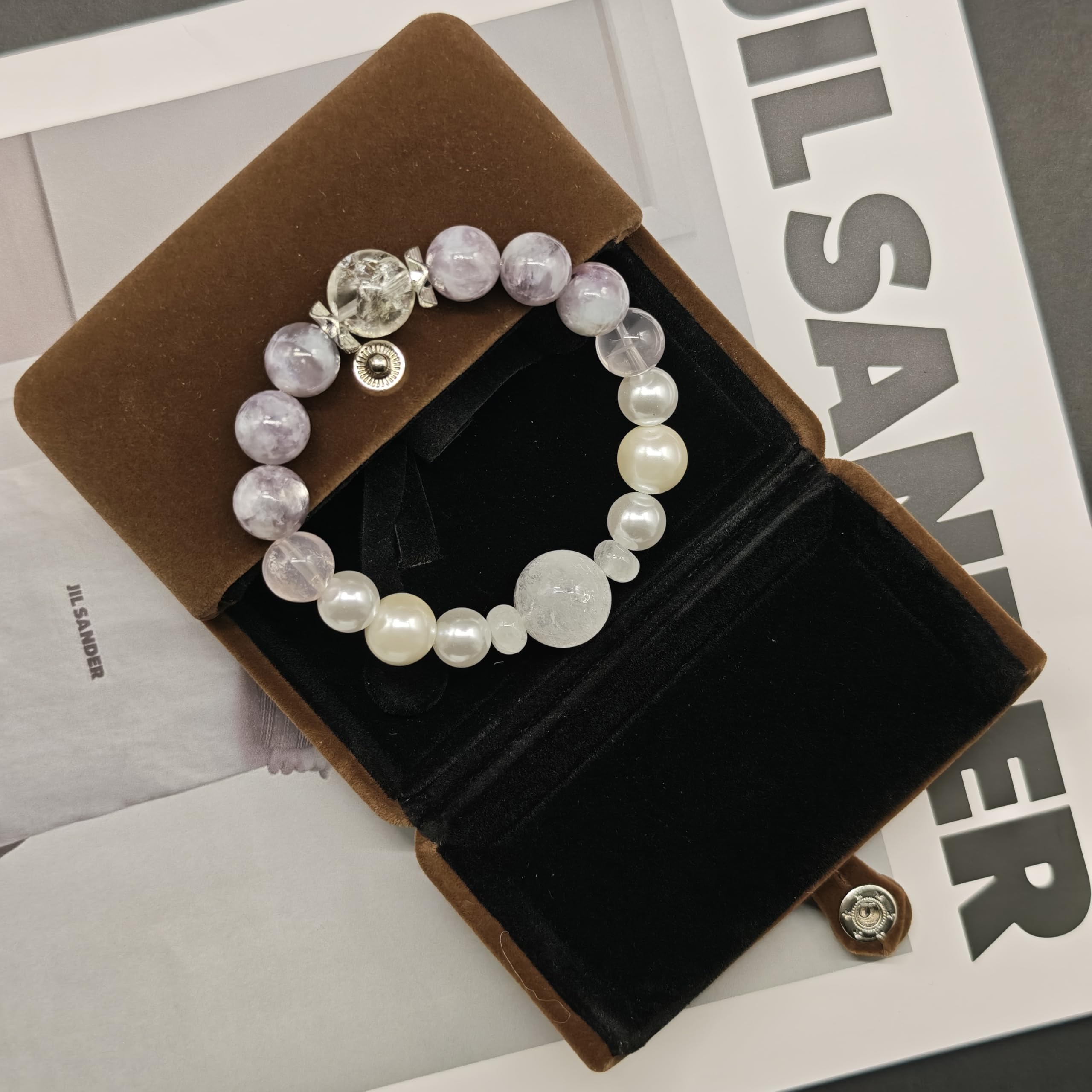 Bracciale Pietre Naturali Bracciale Personalizzato In Cristalli Naturali Fatto A Mano Da Donna – Gioiello Elastico Con Perline, Regalo Di Compleanno O Festività