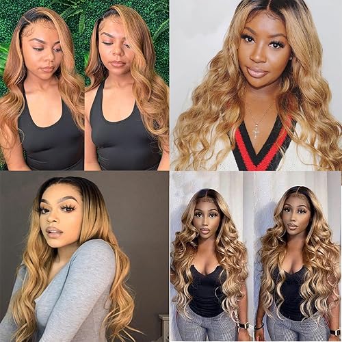 Miniatura 6 de KAFEIER Extensiones de cabello humano brasileño ondulado con encaje frontal de 4 x 4, parte libre, nudos blanqueados previamente arrancados, coser,