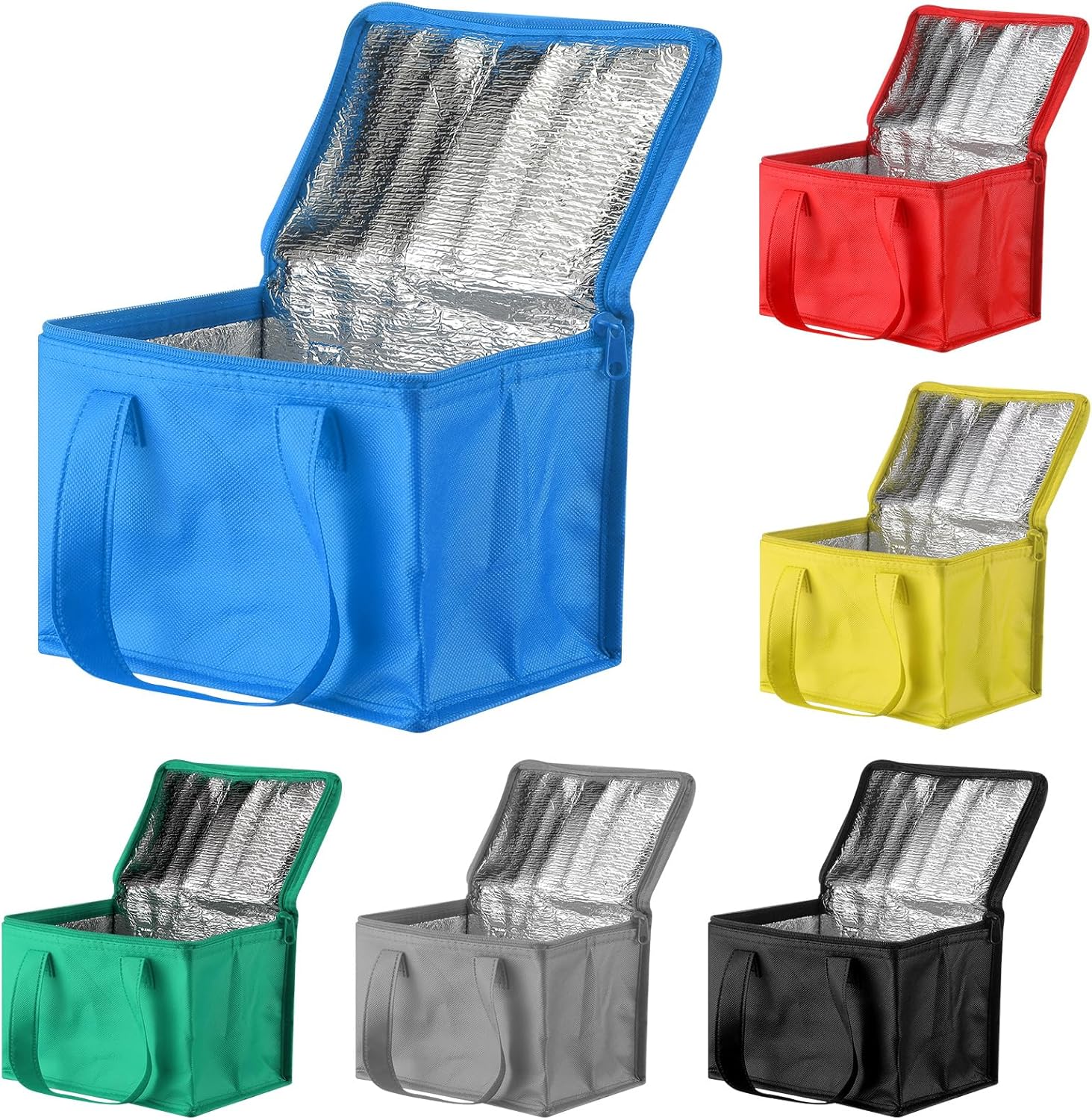 Mifoci Paquete de 6 bolsas aisladas para entrega de alimentos a granel, 16 x 10 x 13 pulgadas, bolsas aisladas para llevar, bolsas de compras