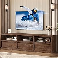 IDEALHOUSE 70" Mid Century Modern TV Stand for 80" TVs - Vintage Wood Entertainment Center with Drawer, Shelves & Cable Management