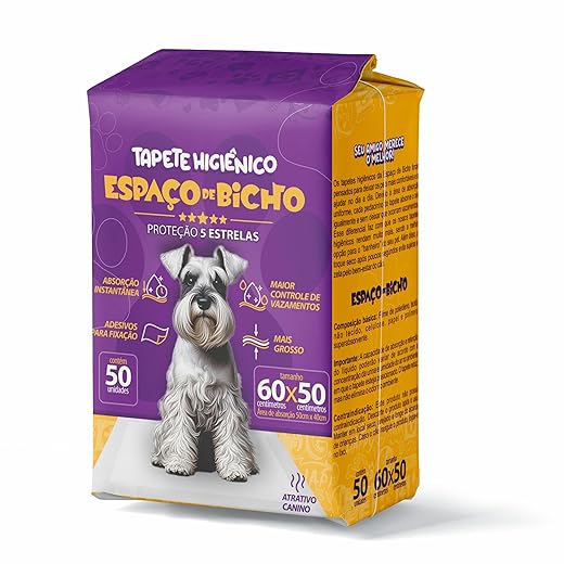 Tapete Higiênico Descartável Espaço de Bicho 60x50cm 50 unidades - Absorção Instantânea