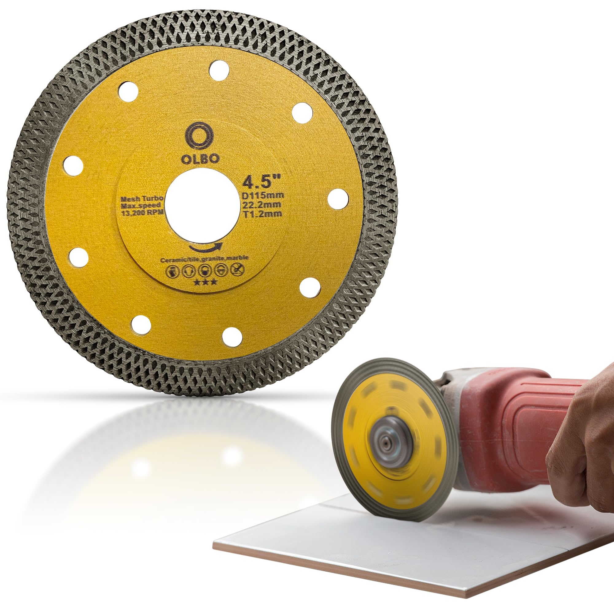 OLBO ® Disco De Corte Diamante (FORMATO Extrafino 1,2mm)- Ideal Para Cortar Con La Mayor Exigencia En Porcelánico, Mármol, Granito Etc | Disco Altamente Diamantado. CORTE SUAVE SIN DAÑAR EL MATERIAL