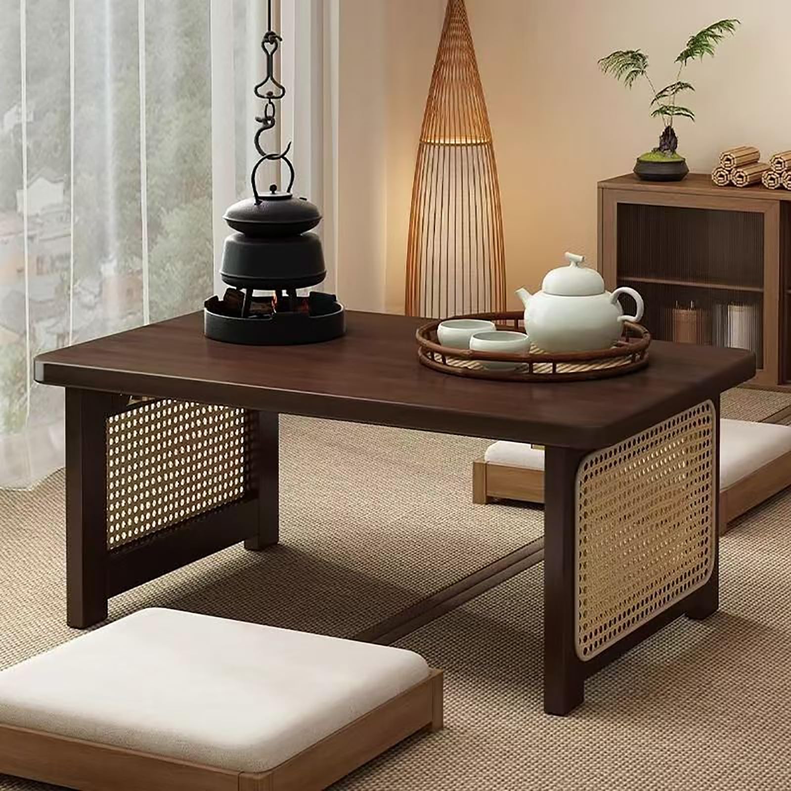 Table basse pliante en bambou de haute qualité pour salon épuré