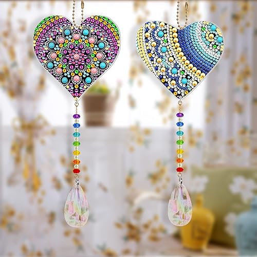 Miniatura 6 de Kit de pintura de diamante con forma especial de corazón de amor, 2 piezas, taladro especial, arte de diamante, luz solar, ventana para atrapar,