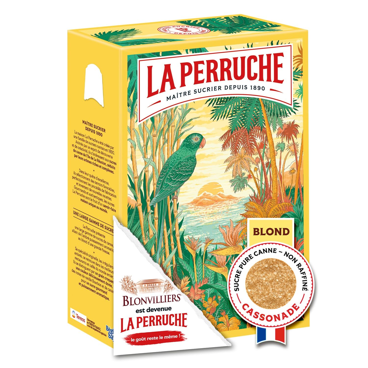 BEGHIN SAY Sucre Blond de Canne en Poudre - Cassonade Non Raffinée - Format Pratique 1 kg en Boîte Carton - Pure Canne de La Réunion - Goût Miel et Rhum - Lot de 3