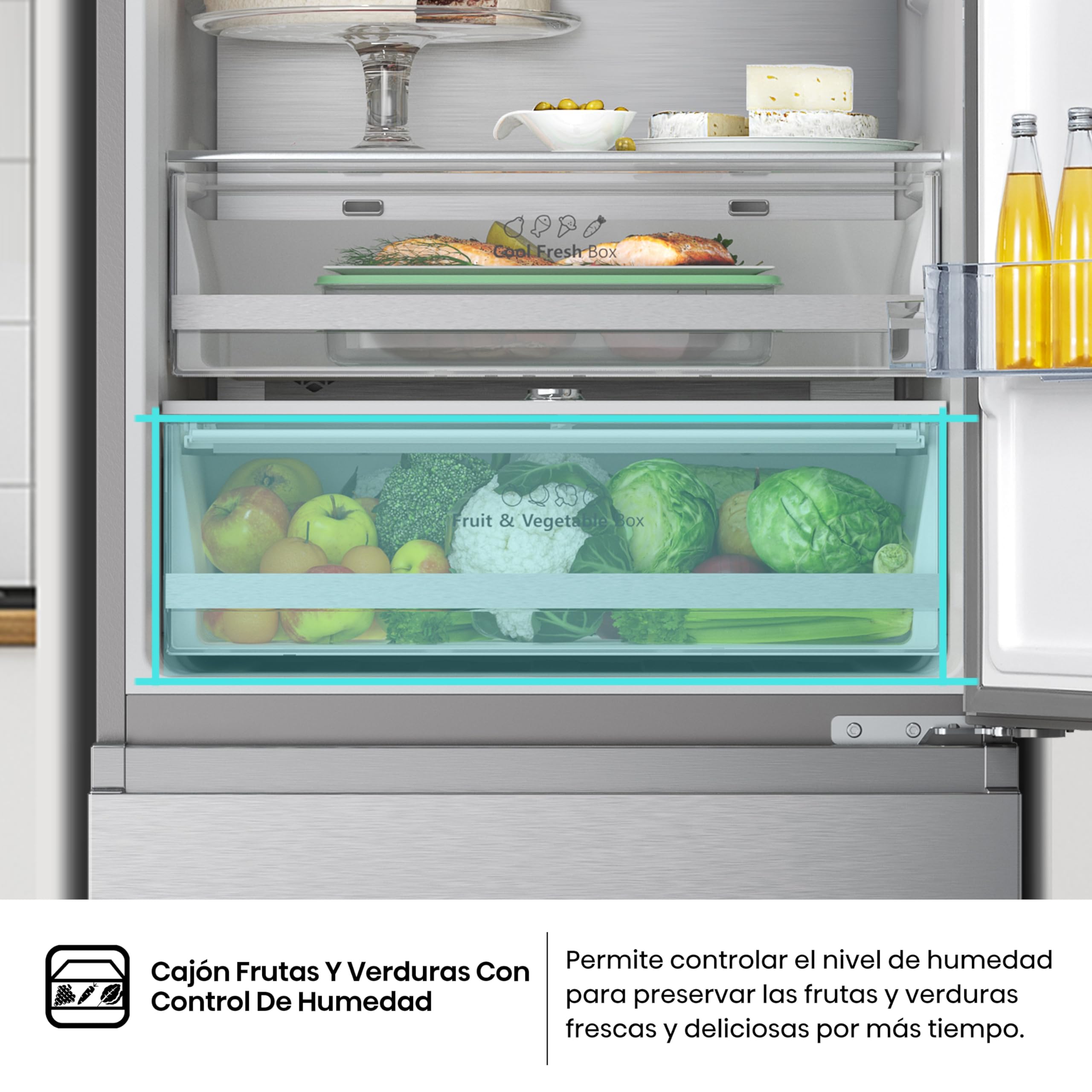 Hisense RT641N4AIE - Frigorífico Combi No Frost Inox Puerta Francesa, Eficiente Clase E, Capacidad 493 L con 200 cm Alto, Super Freeze, Total No Frost, Puerta Reversible, Silencioso 38dB, Color Inox