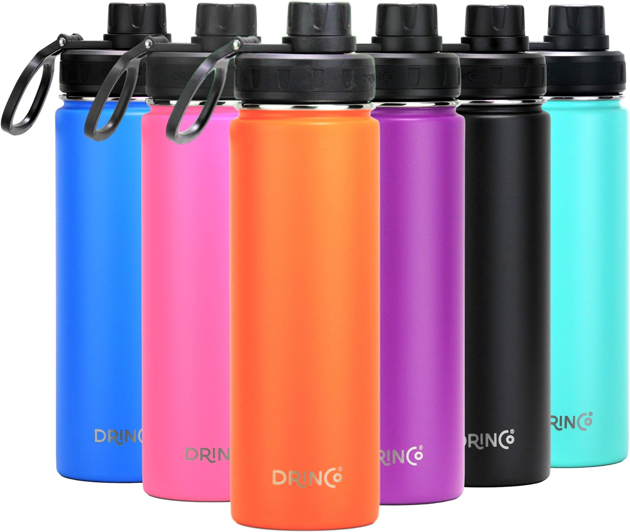 Stainless Steel Water Bottle Spout Lid Vacuum Insulated Double Wall Water Bottle Wide Mouth (40oz 32oz 22oz 18oz 14oz) Leak Proof Keep Cold Sport Camping Hiking (22 oz, 22oz Orange)