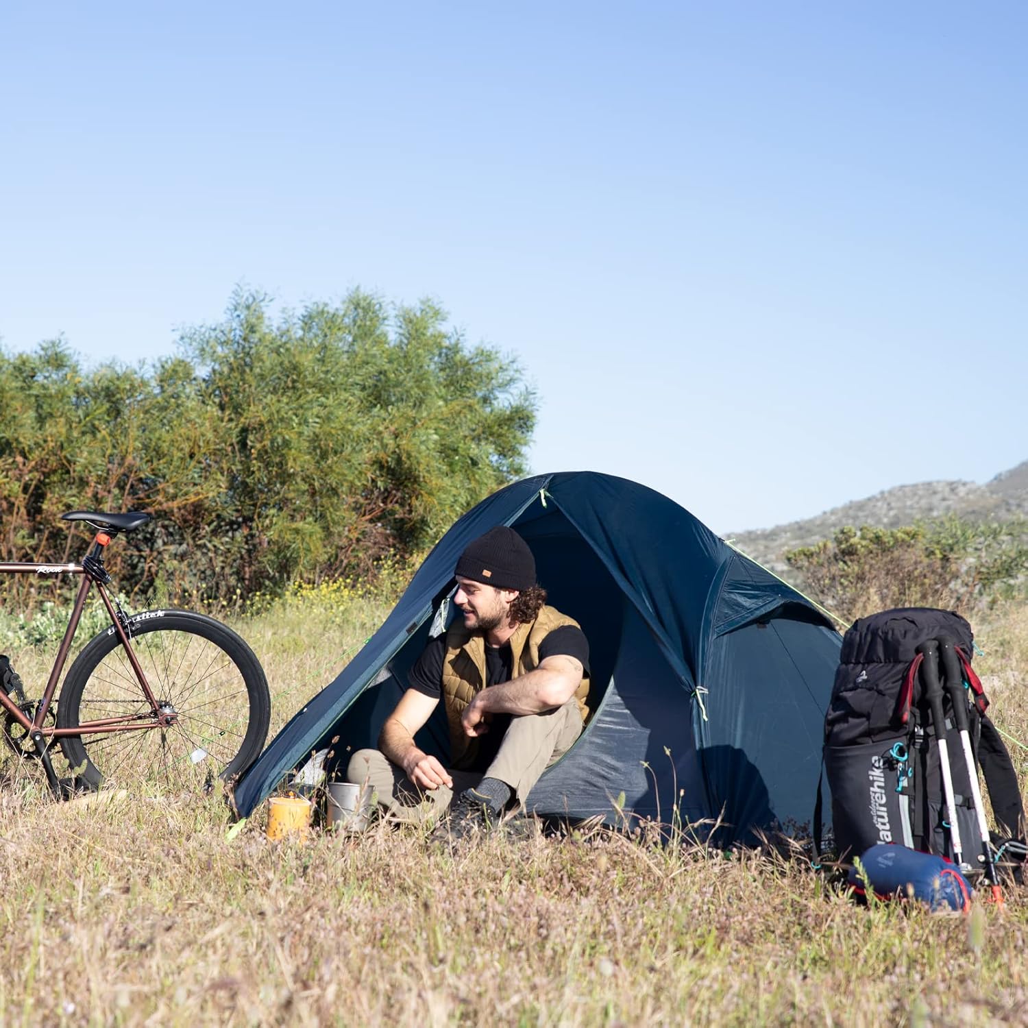 Tienda de campaña ultraligera Naturehike para 1 persona, 3-4 estaciones, para acampar y hacer senderismo