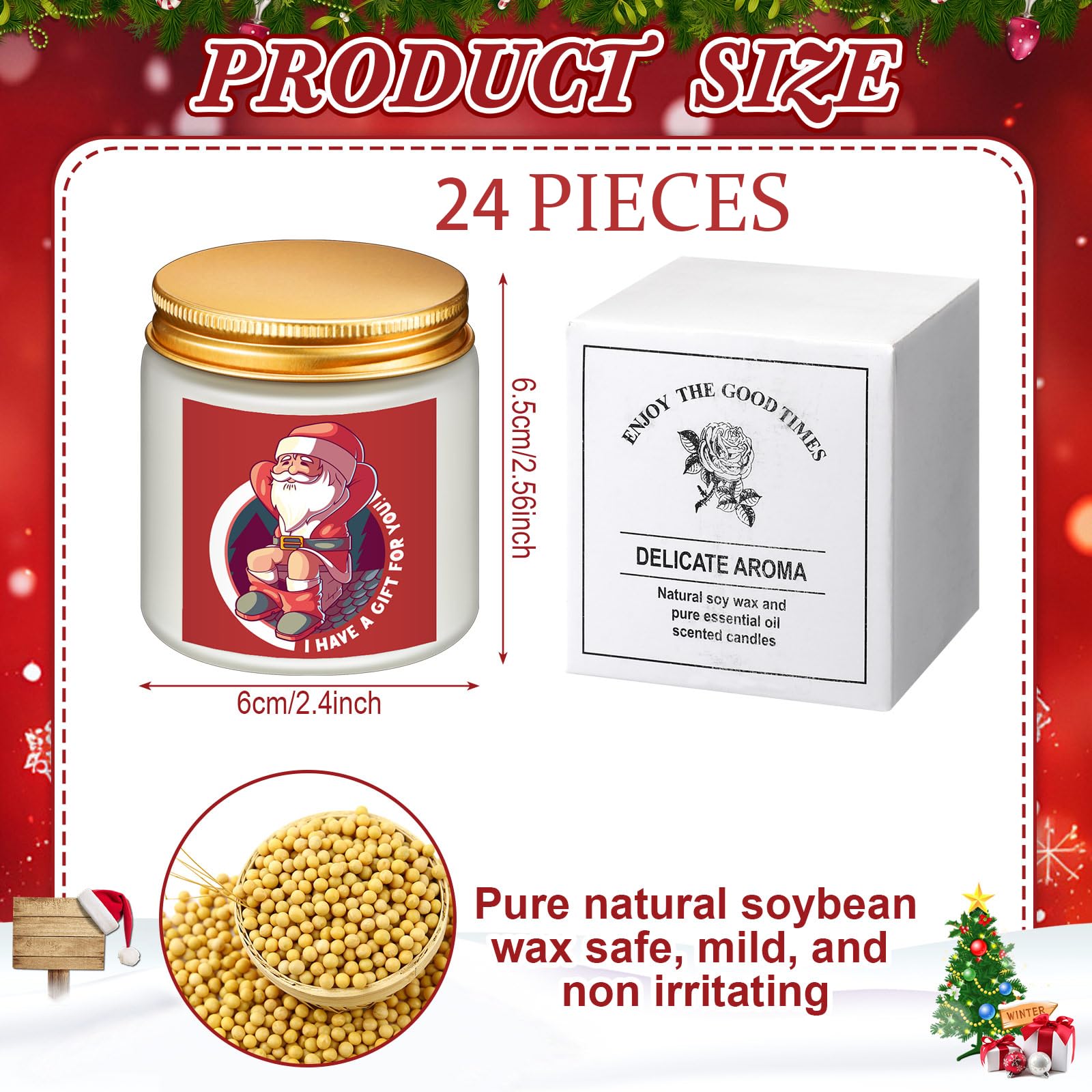 Conelist 24 velas aromáticas divertidas de Navidad, regalos divertidos de Navidad para mujeres, velas ofensivas, creatividad, decoración navideña, vela de cera de soja de 3.5 onzas para Año Nuevo