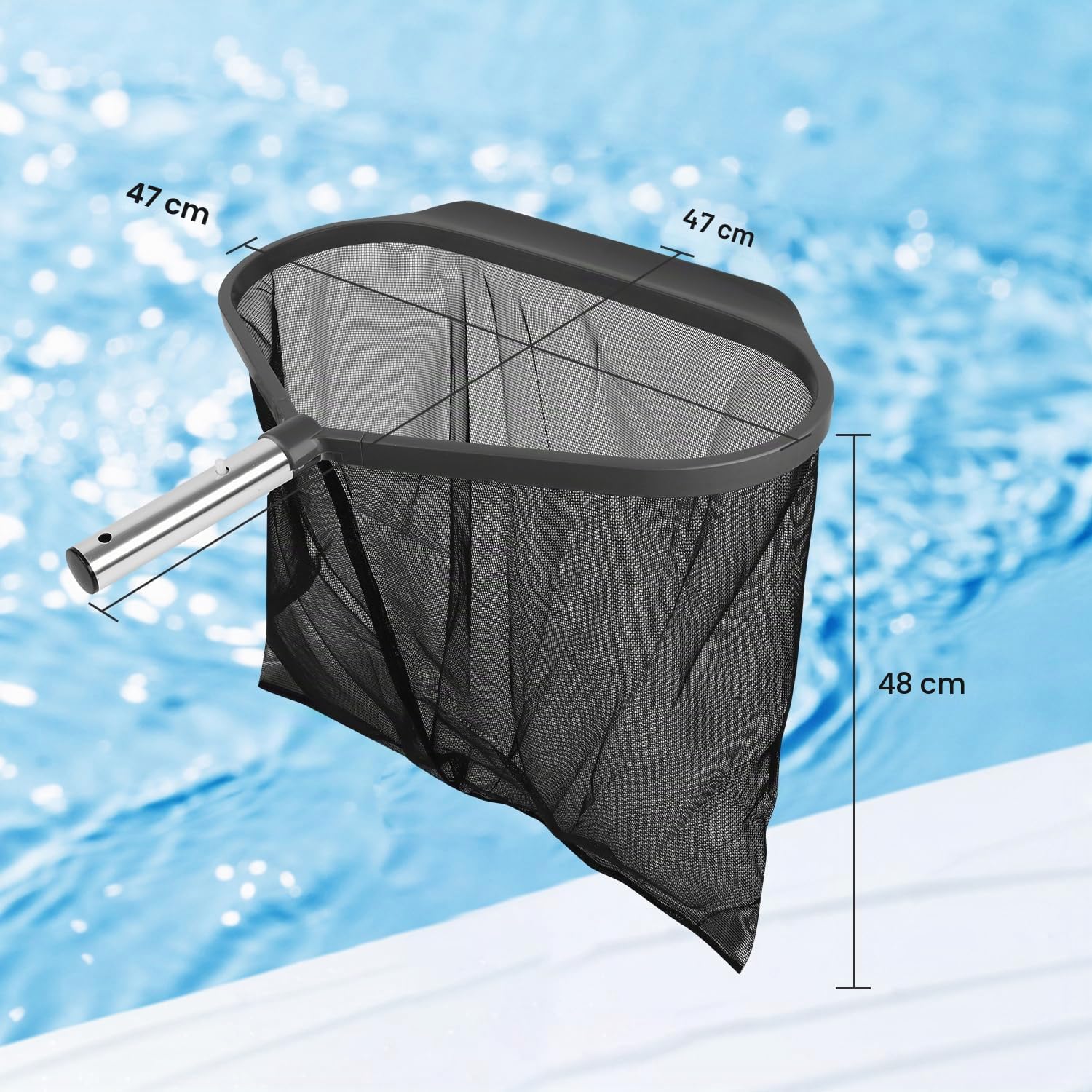 DOBEN Red De Aterrizaje para Piscina 19" (48cm),Limpia Piscinas Recoge Hojas, Recogehojas Estable, Sin Barra Telescópica, con Red Extragrande, Compatible con Todas Las Barras Telescópicas Comerciales