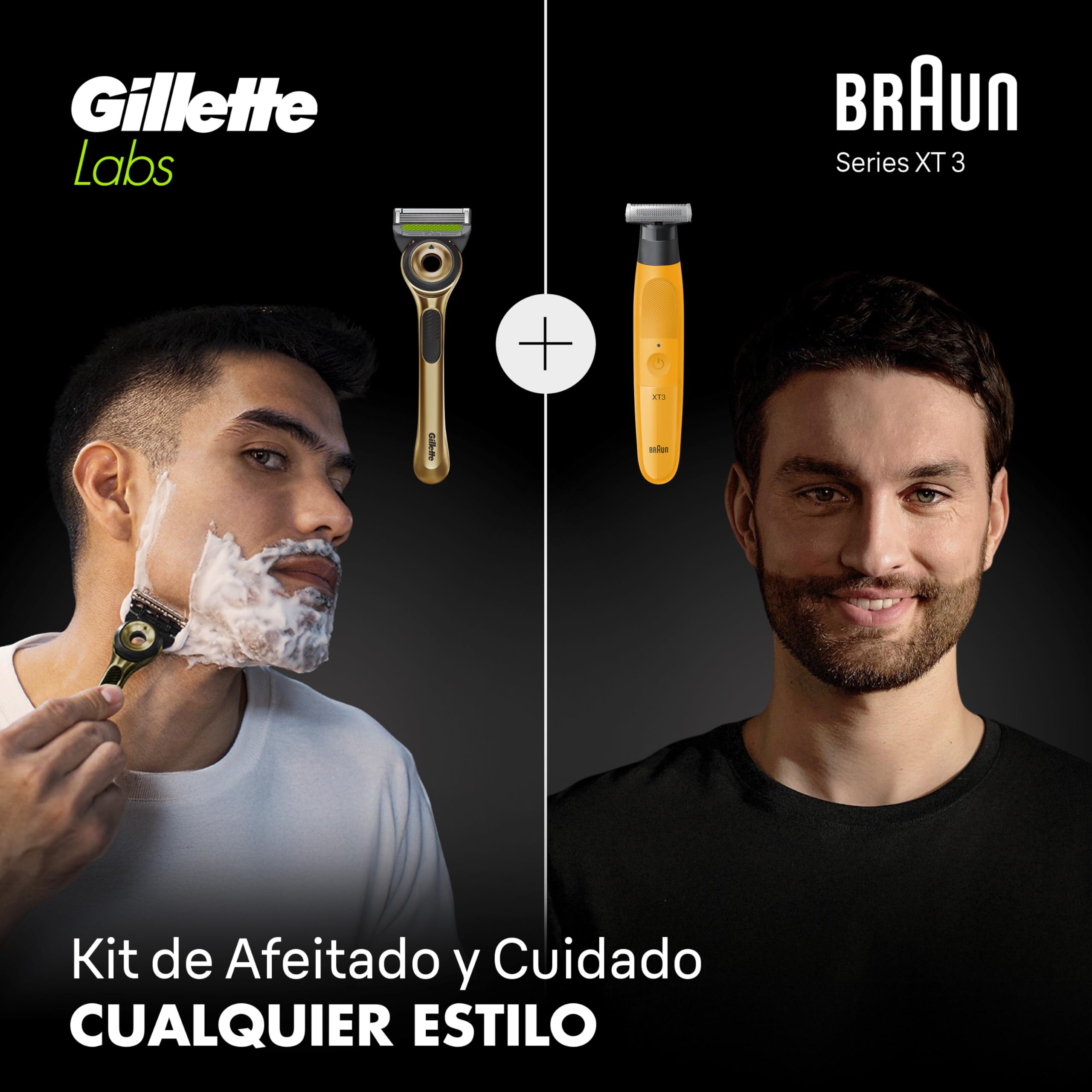 Gillette Braun Any Style Grooming Bundle, GilletteLabs Men's Razor Champions Gold Edition, Handle & Blades, Magnetic Stand and All-in-One Series XT3, Beard Style, Trim & Shave,+7 Styling Tools, XT3205