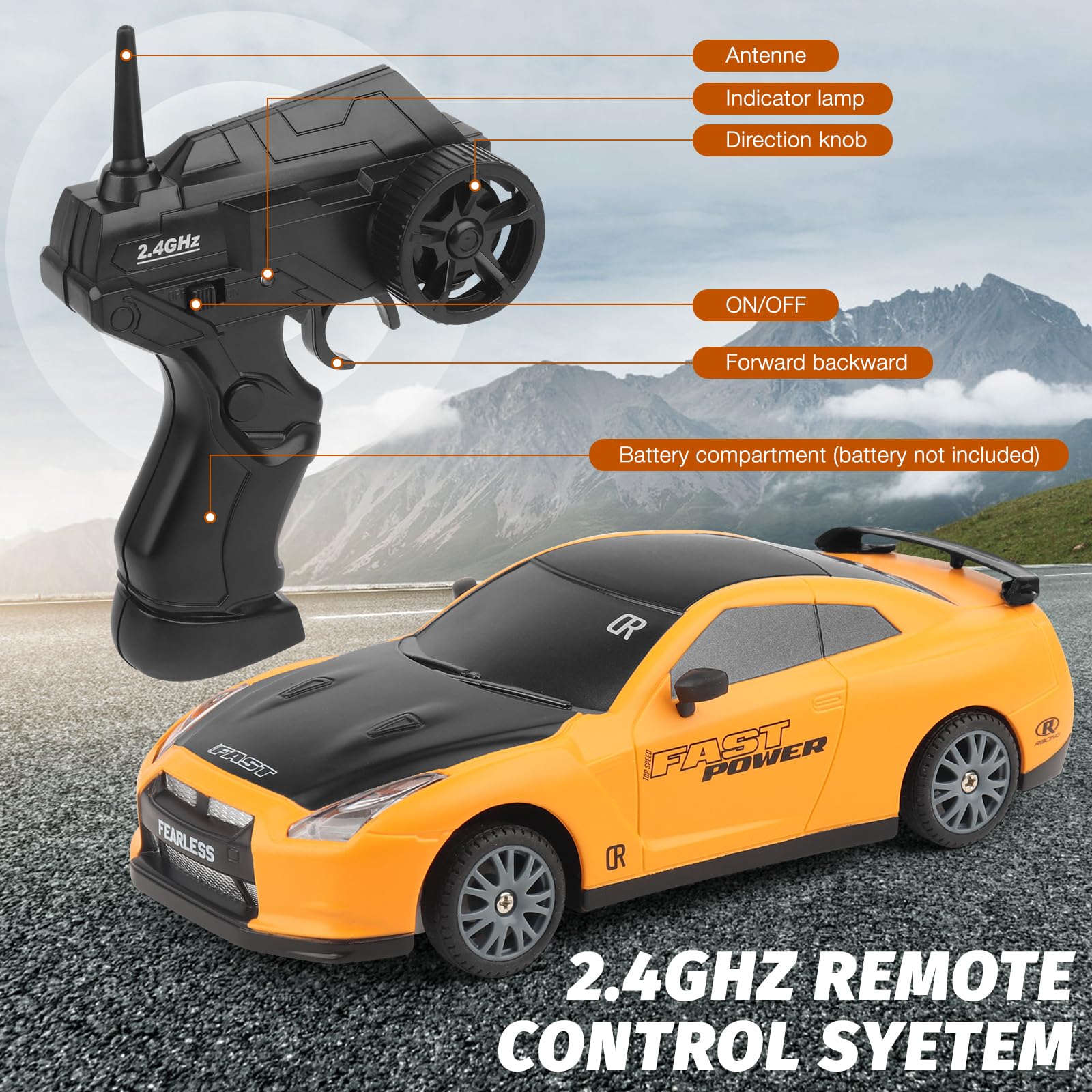 CLIUNT RC Drift Car 1:24 - 30KM/H 4WD Mit LED, Ferngesteuert Für Erwachsene