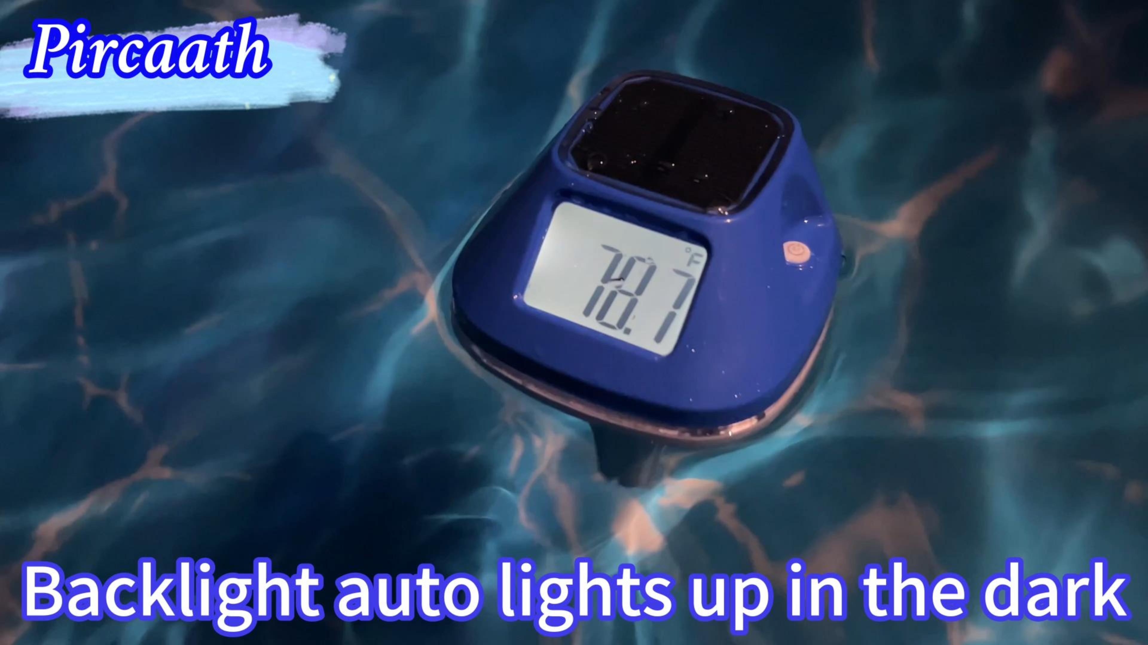 Image of Pircaath Next-Gen Solar Pool Thermometer Floating with Large Backlit Screen | Extra-Large LCD Display for Easy Read, Rope Included, IP68 Waterproof Digital Pool Water Temperature Gauge for Hot Tub, Spa