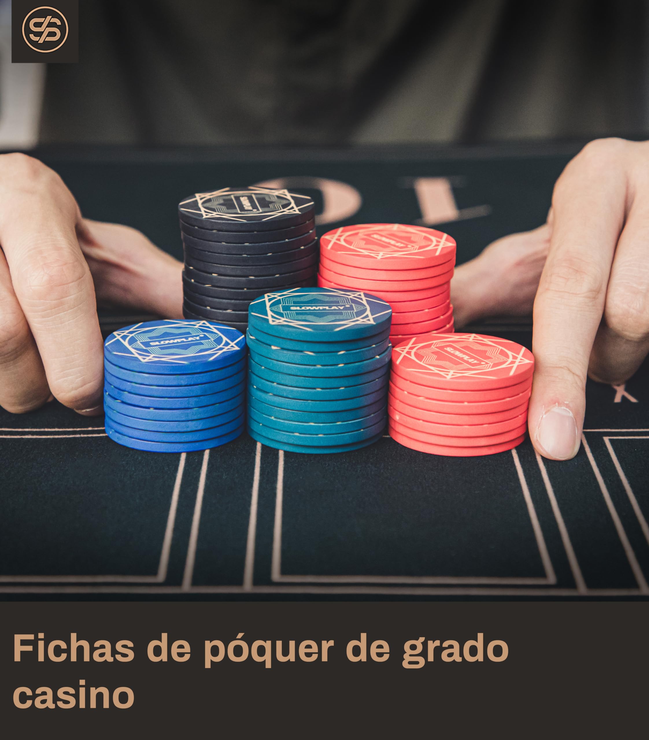 SLOWPLAY Nash - Fichas de Póquer Cerámica, 39 mm, 10 Gramos, 50 Unidades | Fichas Profesionales de Casino con Denominación de 1000 para Texas Hold'em
