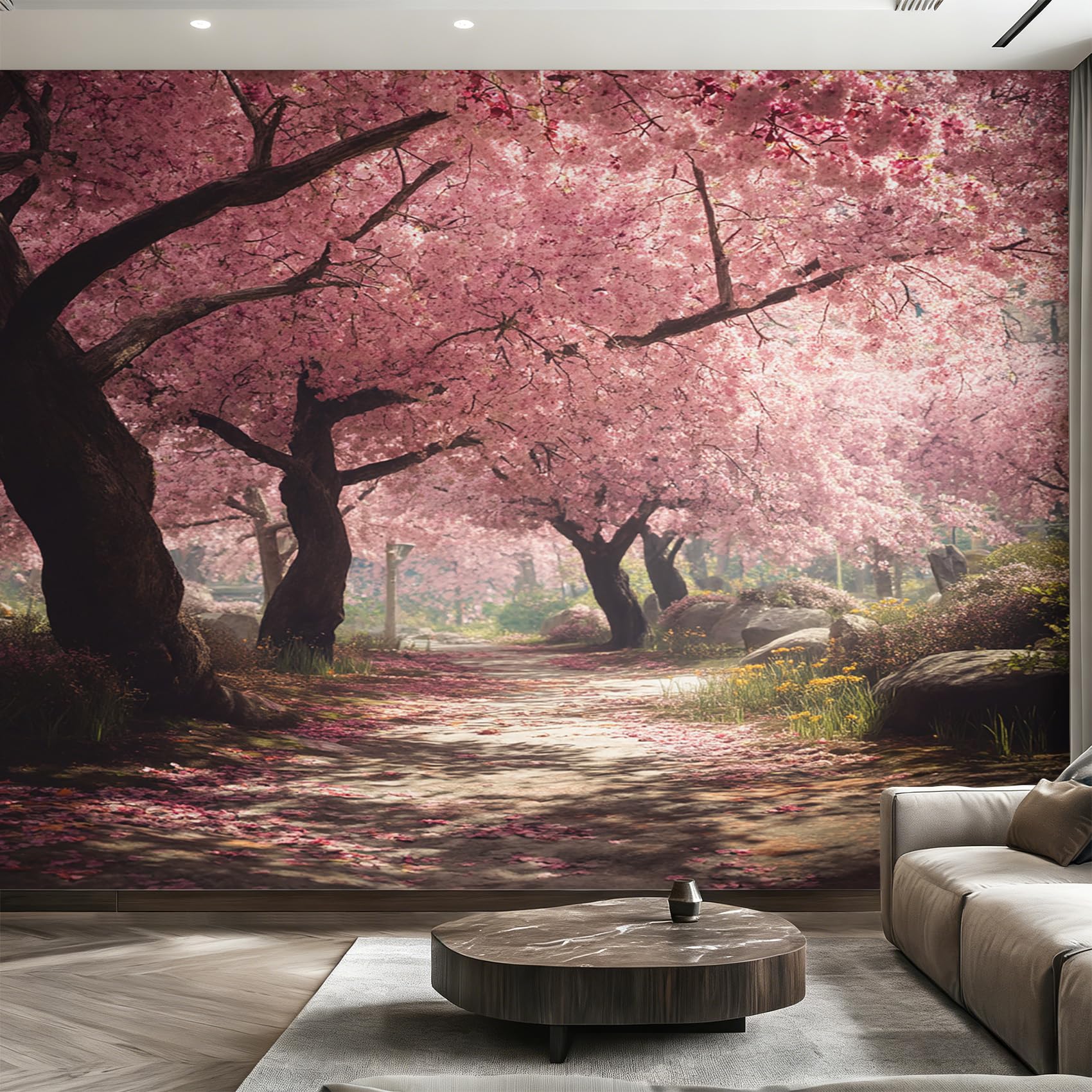 Generisch Vlies Fototapete Kirschblüten Baum 250x175 cm (B x H), Tapete Japanische Rosa Blumen Wandtapete Wohnzimmer Schlafzimmer Vliestapete, Wanddeko Motivtapeten