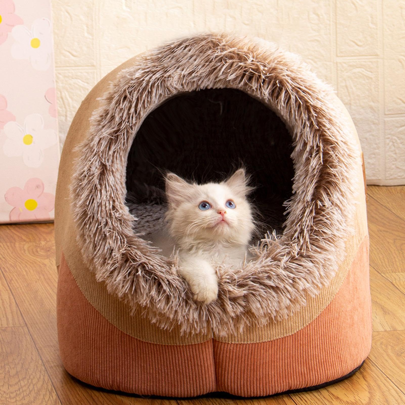 Grotte per gatti da interni, cuccia calda semi-chiusa in peluche per cani, forniture per animali domestici, cuccia per cani, gatti, coniglietti, animali domestici | forniture per animali domestici, cuccia per cani, gatti, coniglietti, animali domestici