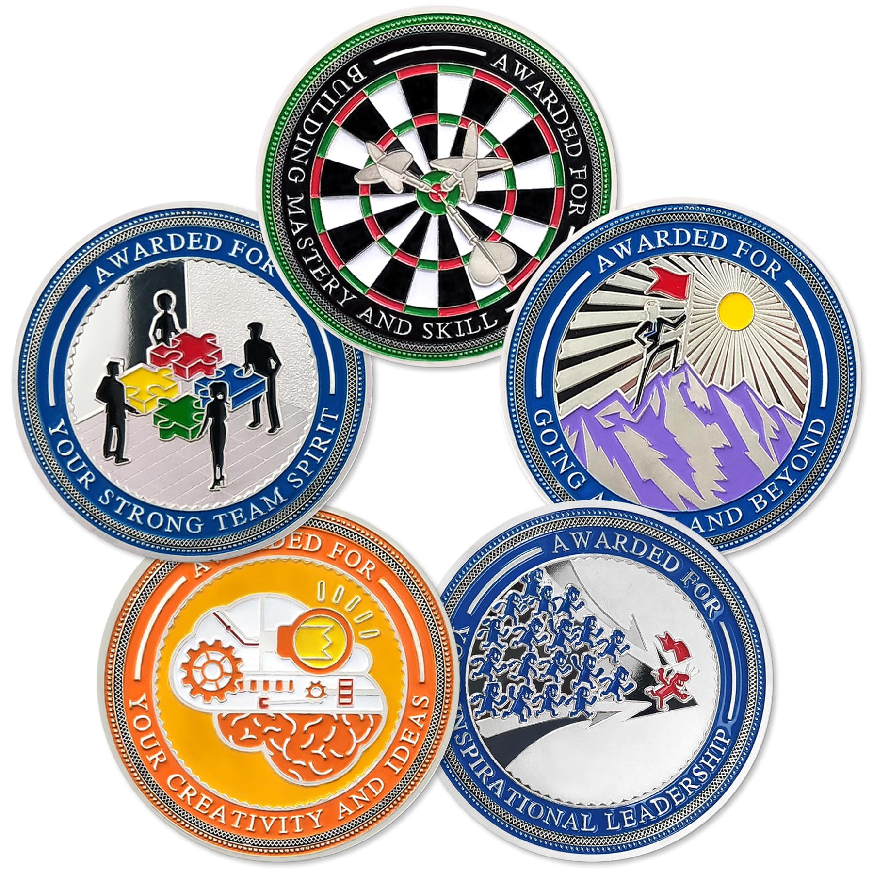 BHealthLife 5 Pcs Employee Appreciation Coins Set Award Gift for Employee Inspirational Coin Bulk Gifts for Coworker Staff Student