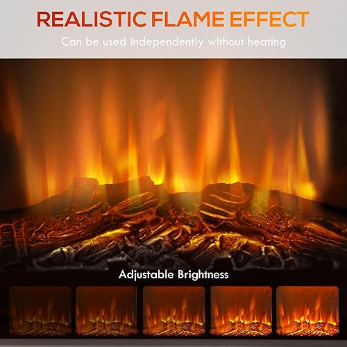 Miniatura 3 de HOMCOM Chimenea eléctrica independiente de 27 pulgadas con mantel envolvente, calentador reemplazable con efecto de llama ajustable, registro