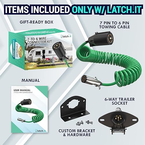 Miniatura 6 de LATCH.IT Kit de cable de remolque RV de 7 a 5  Adaptador de remolque de 7 pines a 5 pines resistente a la intemperie de 8 pies  Adaptador de