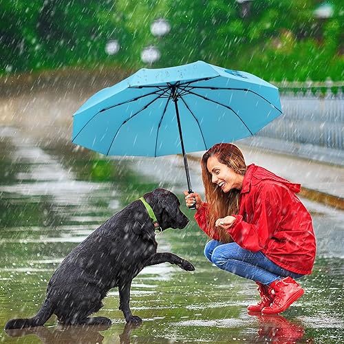 Miniatura 7 de ZOMAKE Paraguas de viaje compacto 10 varillas, paraguas plegable portátil para lluvia resistente al viento Paraguas plegable pequeño automático