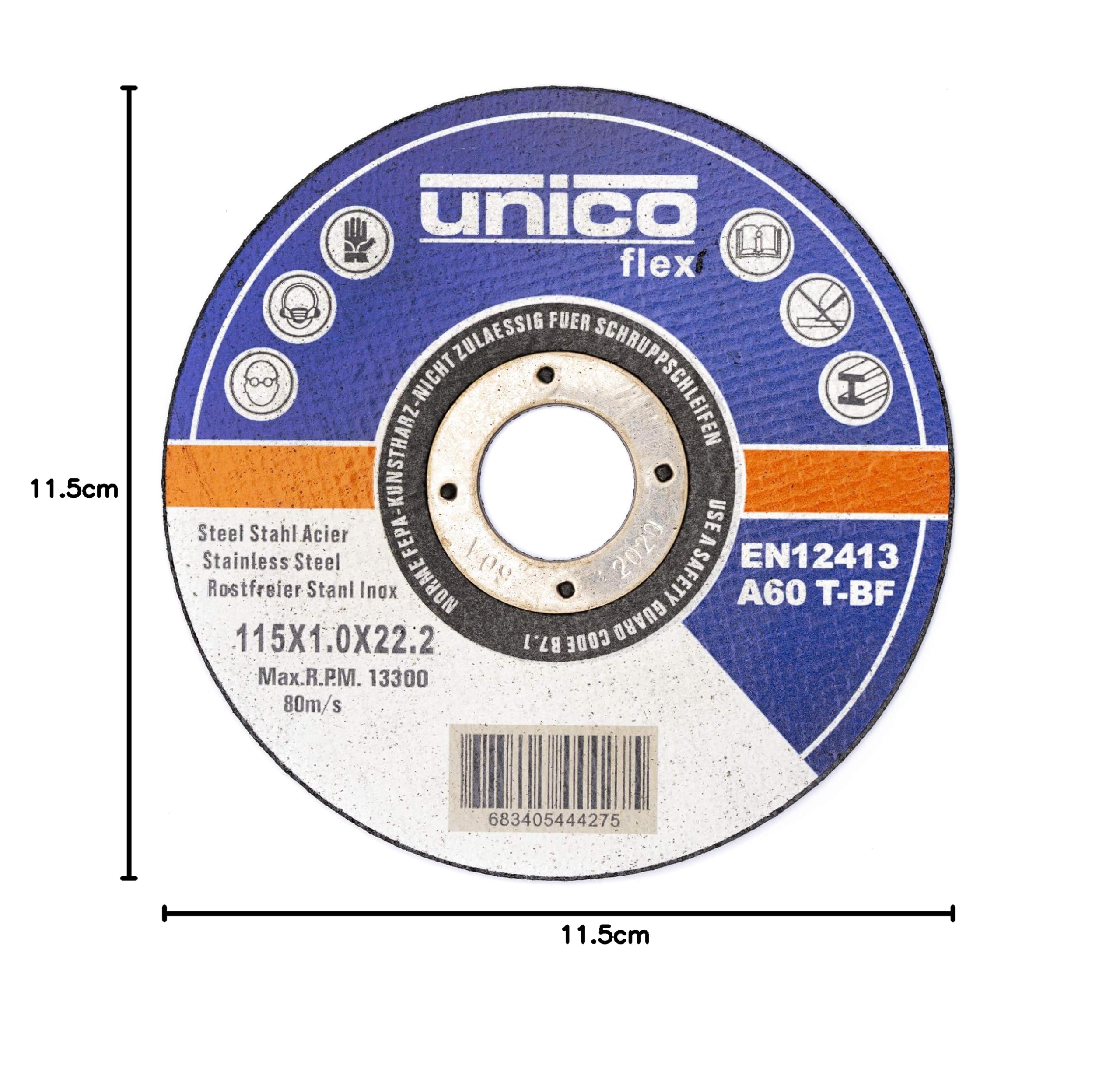 50x IPOTOOLS Disco per smerigliare 115 metallo in acciaio inossidabile, disco per smerigliare 115 mm x 1,0 mm, per metallo, acciaio e acciaio inossidabile Metallo Acciaio inossidabile