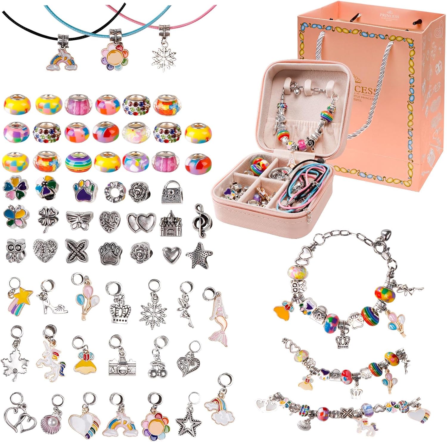 MAITING Charm Bracelet Making Kit for Girls 4 5 6 7 8-12, Jewelry Gift Box Charm Bracelet Jewelry Making Kit DIY Crafts for Kids Girls Teen Age 4-12