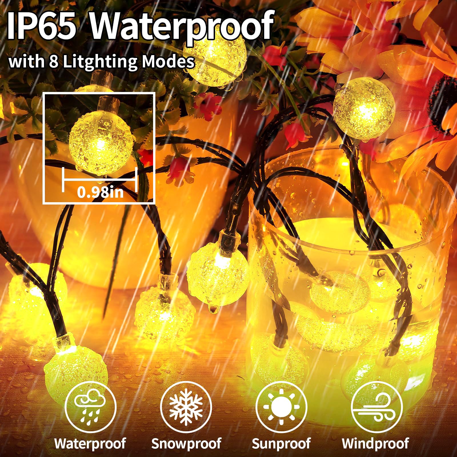 Corda LED Solare Per Esterno - Luci Fata Impermeabili Giardino - 50-300 LED IP65