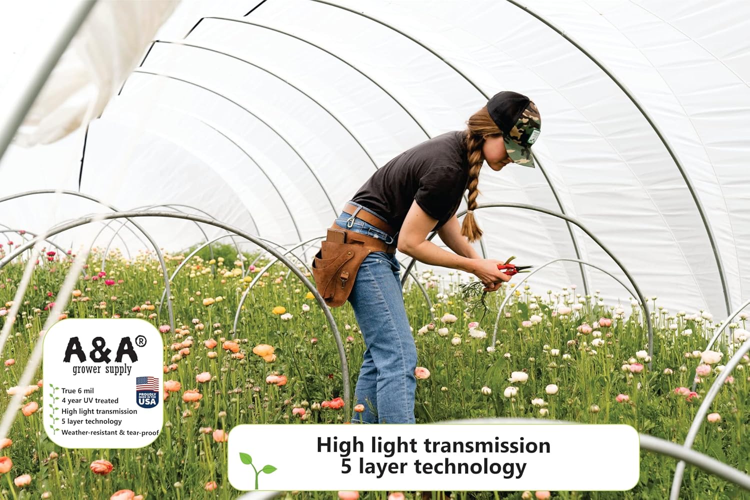 A&A Green Store Greenhouse Plastic Film Clear Polyethylene Cover UV Resistant (8 ft Wide x 25 ft Long)
