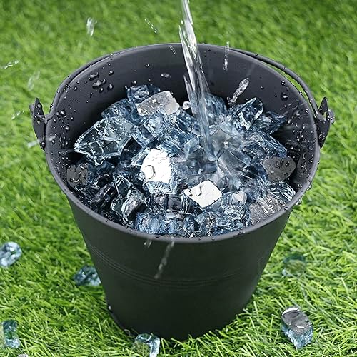 Miniatura 5 de Grisun Vidrio de fuego para hoguera, rocas de vidrio templado reflectante de 12 pulgada de alto brillo para chimenea natural o propano, 20 libras,